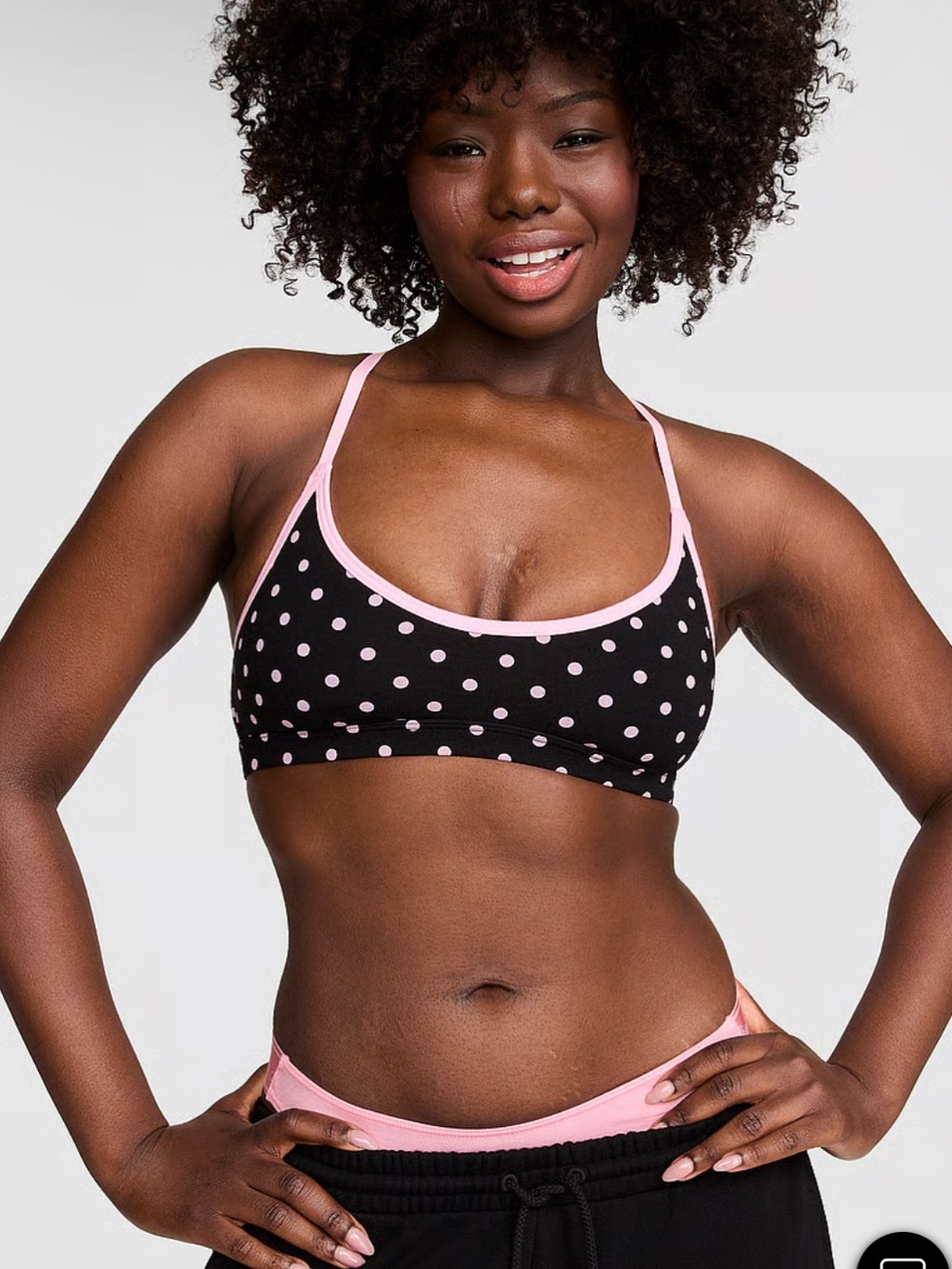 ISO All-Day Cotton Low-Scoop Raceback  Victoria Secret PINK Polka Dot Bralette